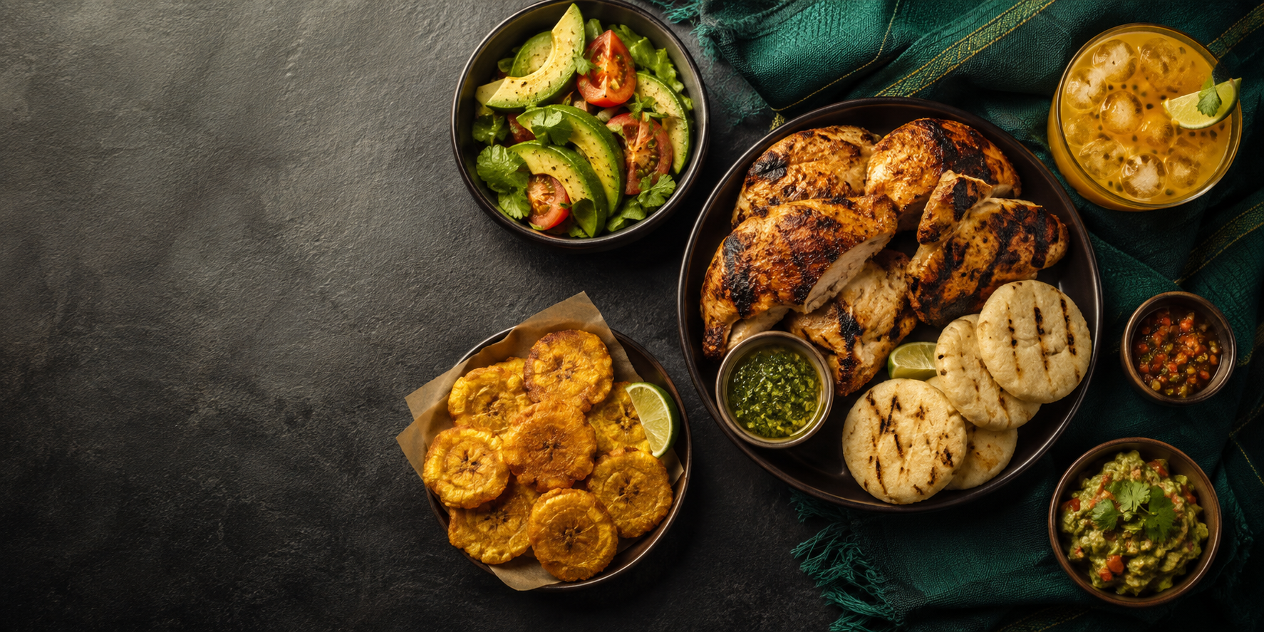 Selección de platos colombianos de Casa Laurel